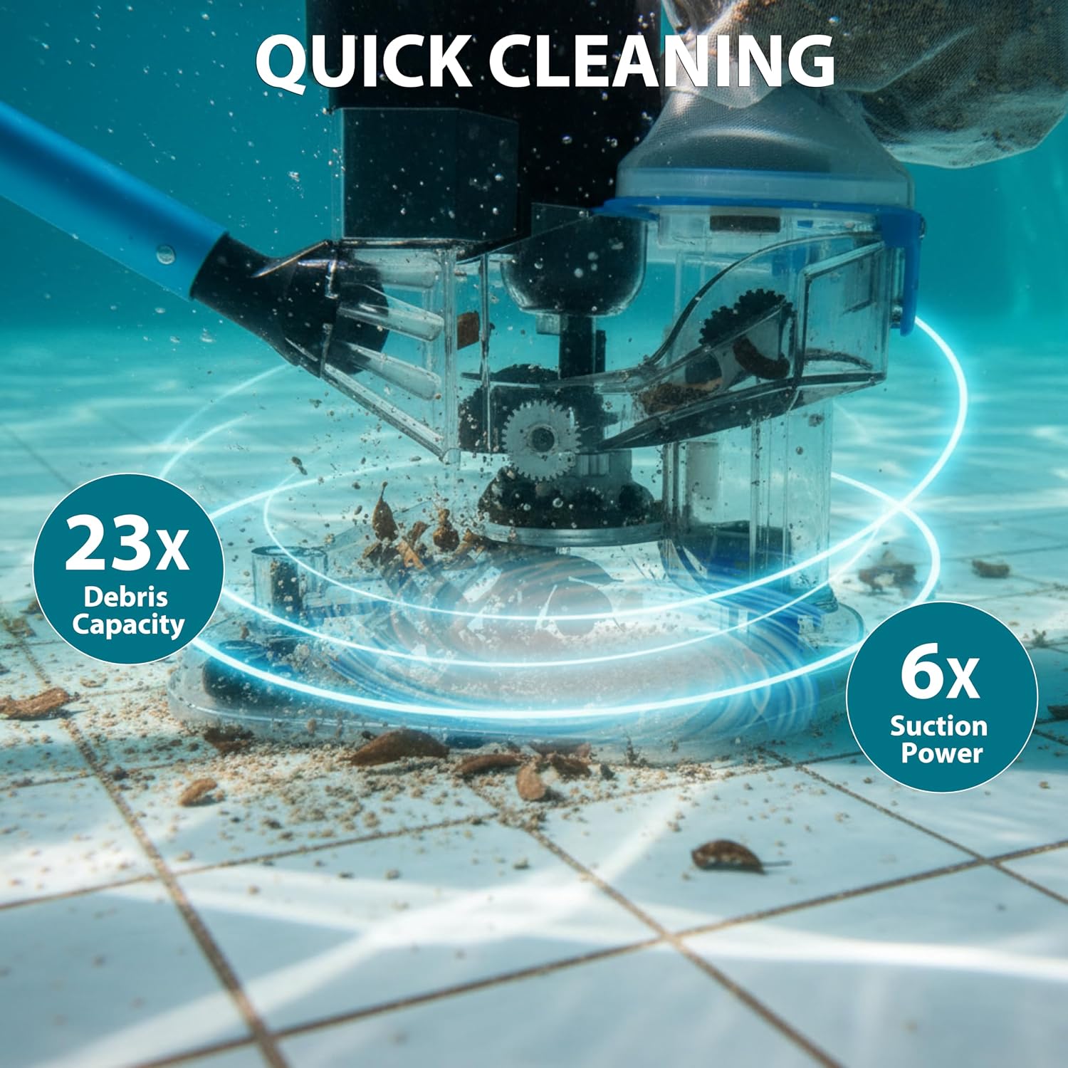 55 High-Power Cordless Pool Vacuum Cleaner for Inground & Above Ground Pools | MAX 75-Min Runtime, XL 24 GPM Suction for Heavy Debris | Includes 2 Extra Large (10L) Filter Bags