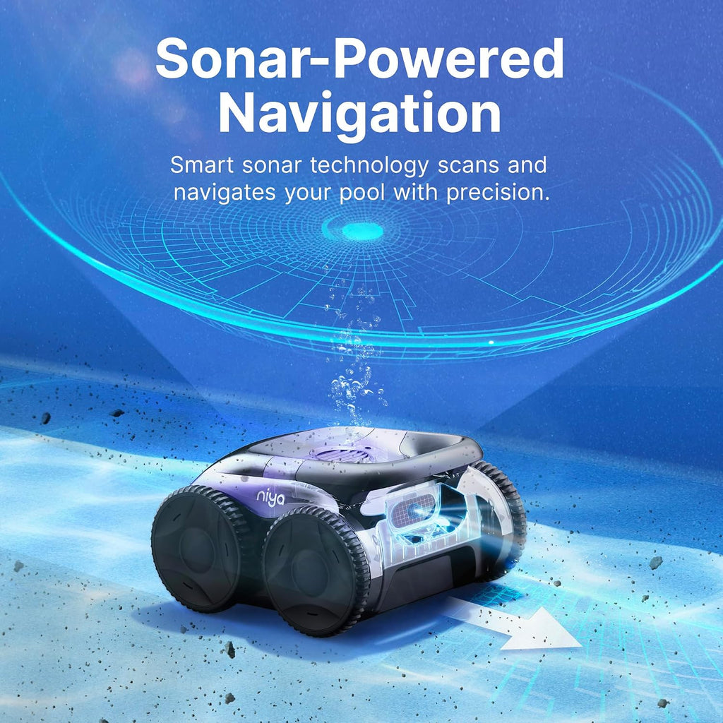 Niya Sonar 20 Cordless Robotic Pool Cleaner from The Creators of Dolphin, Ideal for Above/Inground Pools, up to 26 FT in Length, Floor Cleaning Only