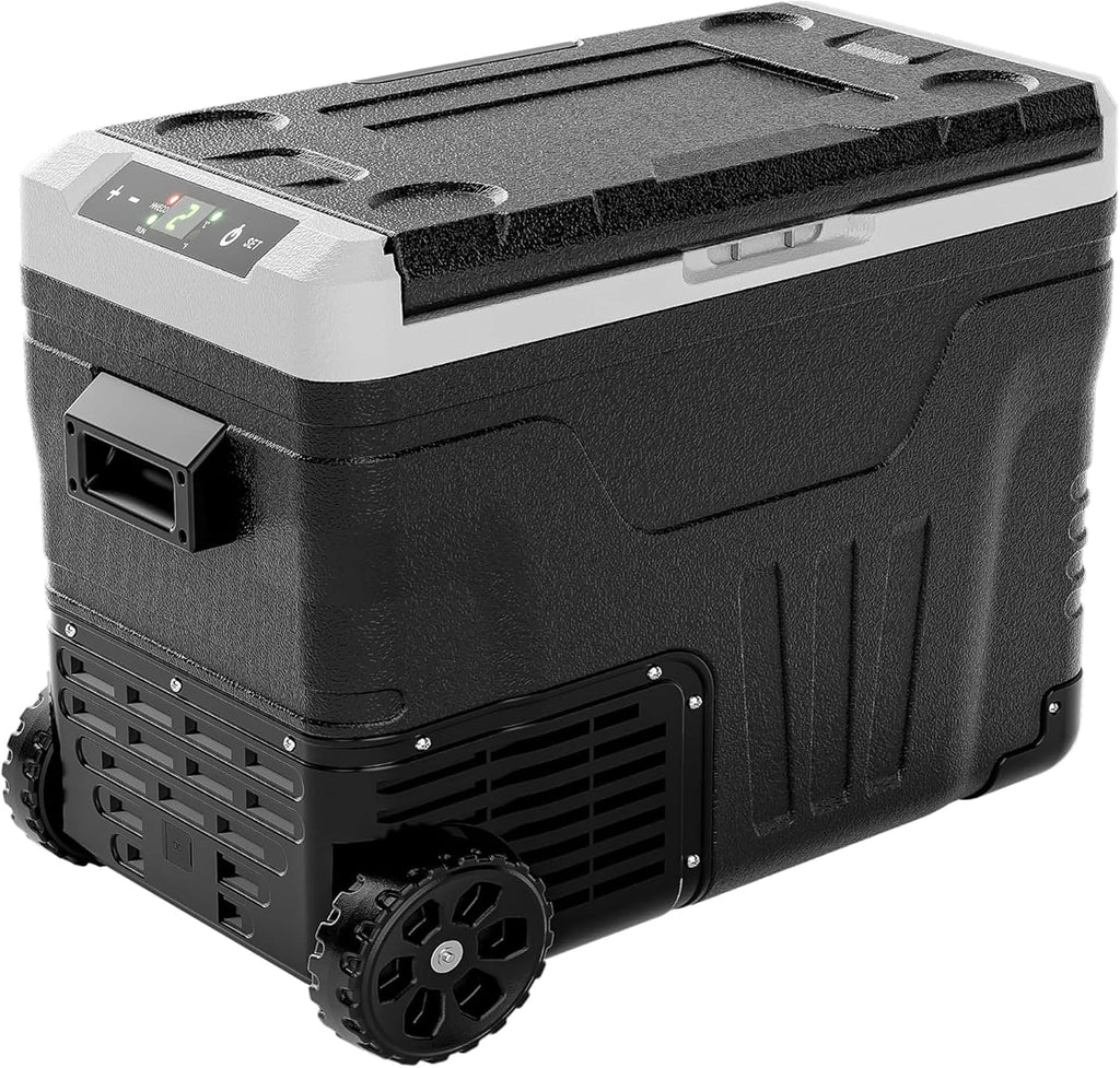 EUHOMY 12 Volt Refrigerator, 53QT(50L) Electric Cooler, Portable Freezer 12V/24V DC 100-240V AC, 12V Fridge -4℉~68℉, 12V Cooler with Wheels & 2 Baskets for Travel,Camping,Truck,Boat