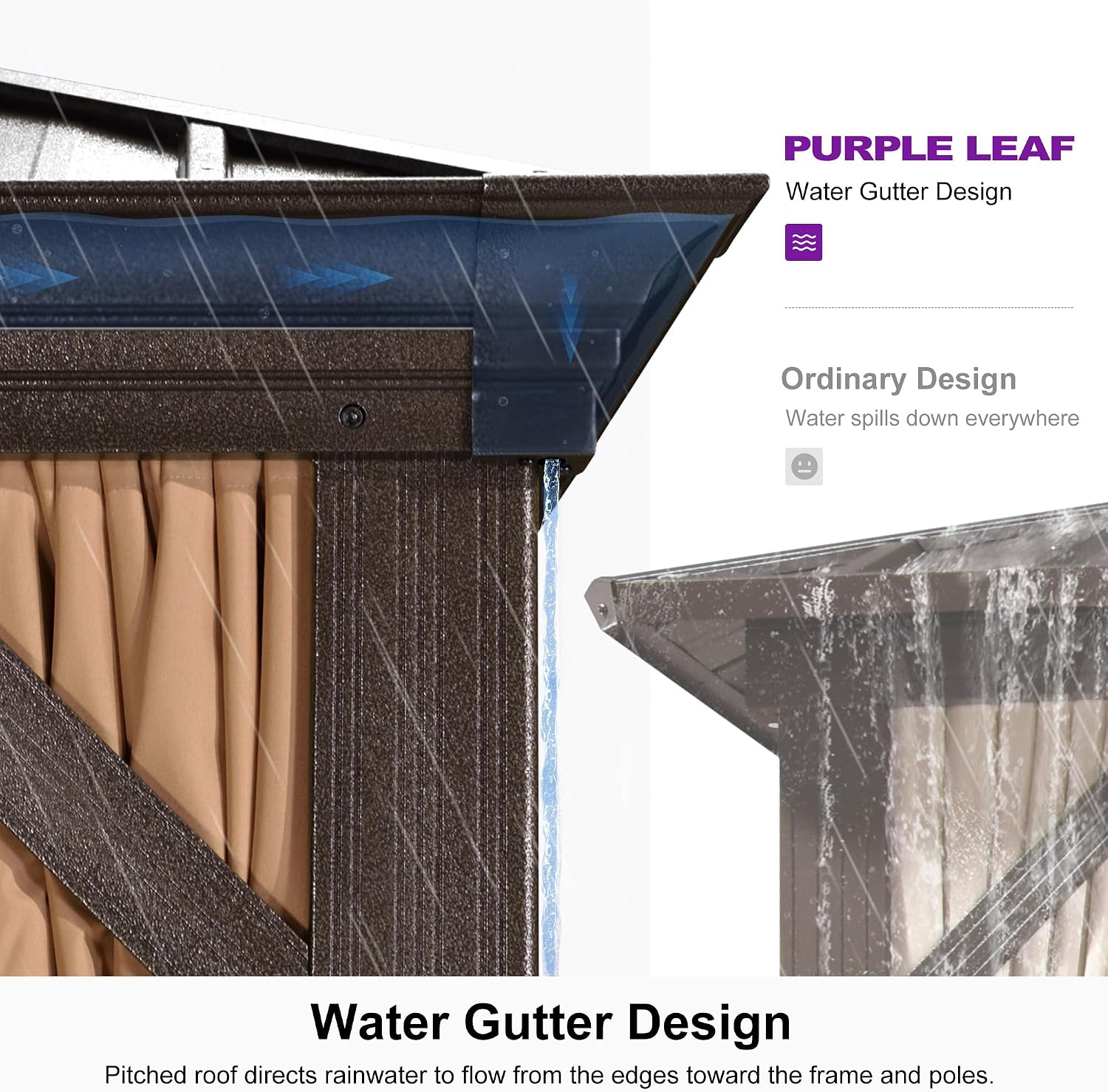PURPLE LEAF 12' X 12' Outdoor Hardtop Gazebo Permanent Outside Heavy Duty Sun Shade Deck Canopy for Patio All Weather Aluminum Metal Roof Backyard Pavilion with Netting and Curtains