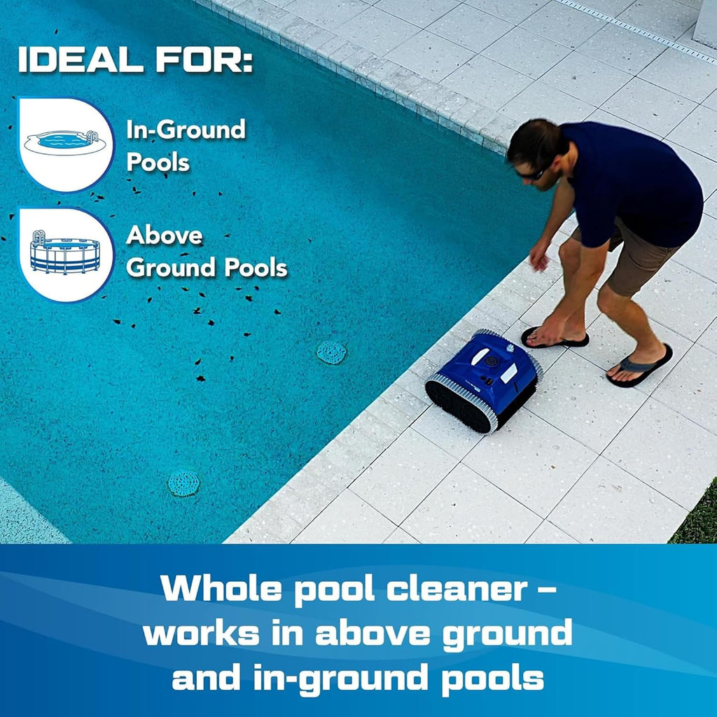 (All-New 2026) POOL BLASTER CX-300 Cordless Robotic Pool Cleaner for Smaller Inground & Above Ground Pools, 2.5 Hr Runtime, Wall Climbing, Smart Navigation, Rechargeable, Lightweight Robot Pool Vacuum