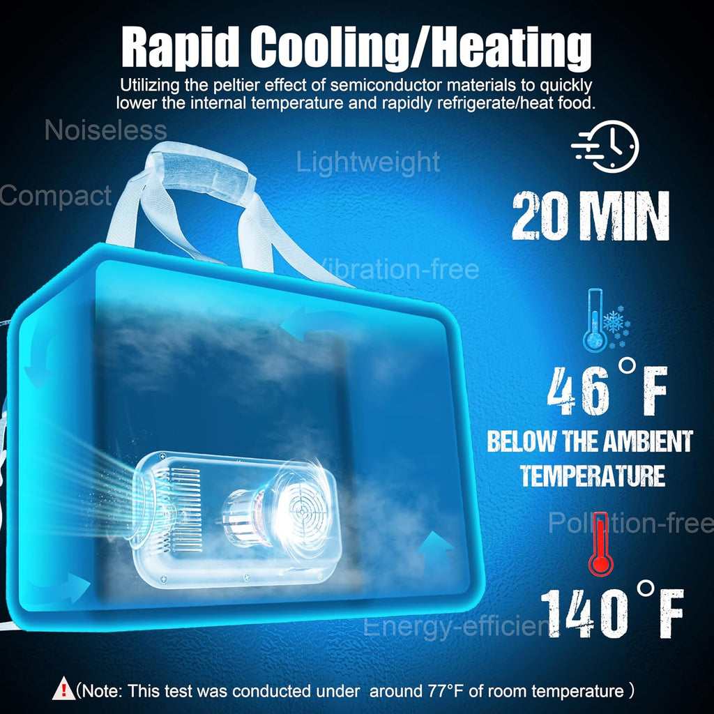 Electric Cooler Bag, Portable Electric Cooler, Foldable Heater Bag, Powered 12 Volt AC/DC Compatible, for Cooling Pre-Cooled Food & Drinks