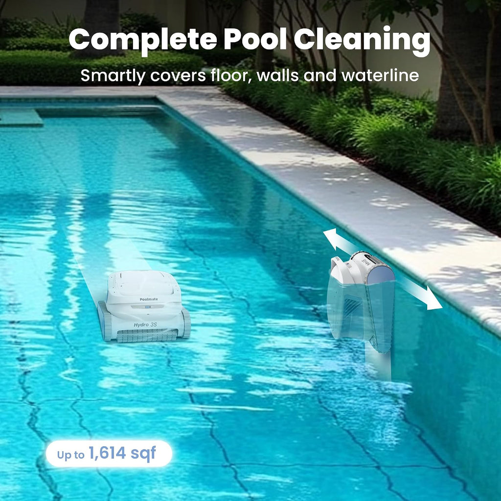Chasing Hydro 3S Cordless All-in-one Cleaning Robot Vacuums and Scrubs, Double Superior Cleanliness, 5 Hours Runtime + Smart Navigation S-Path, Ideal for Above & In-Ground Pools up to 1614 sq.ft