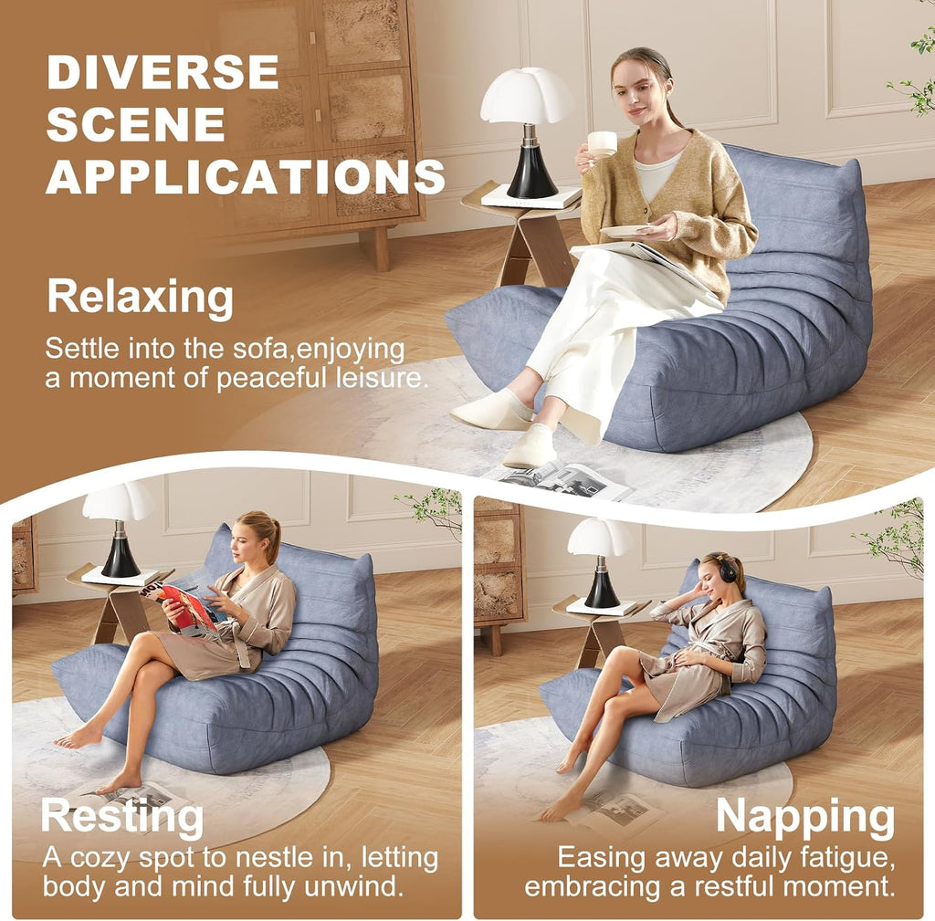 Snug Sofee Bean Bag Chairs for Adults, Bean Bag Sofa - Adult Size with Soft Waterproof Fabric for Living Room, Apartments, Reading Corner, Gaming, and Movie Venue (Gray)