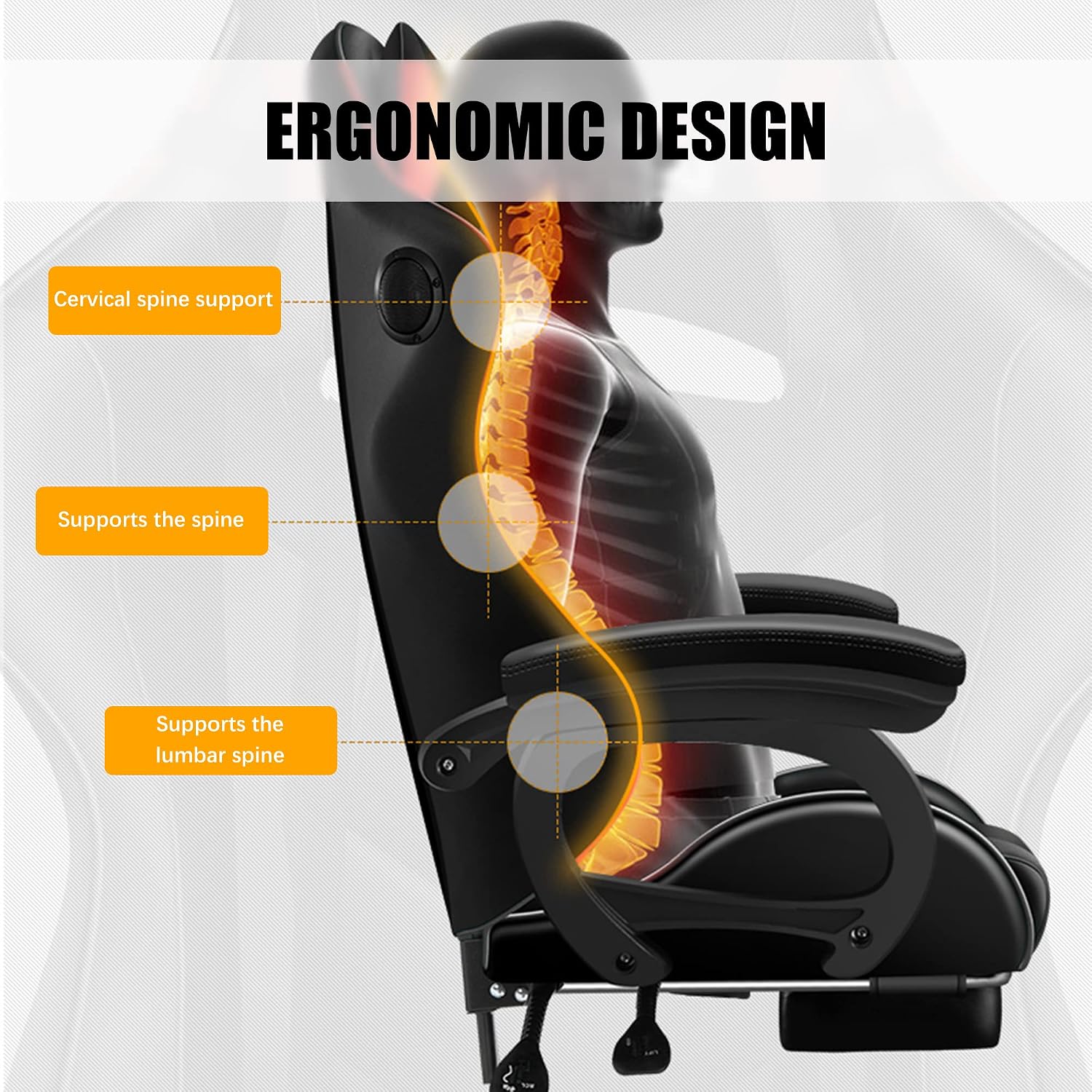 RGB Gaming Chair with Speakers and Massage, Racing Computer Chair with Massage and Footrest for Office or Gaming. (Pink+White)