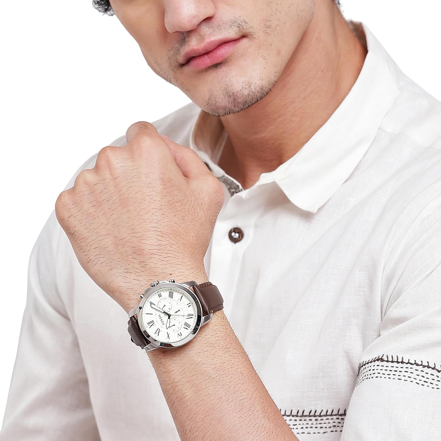 Fossil Men's Watch, Grant Quartz Stainless Steel Chronograph Watch for Men