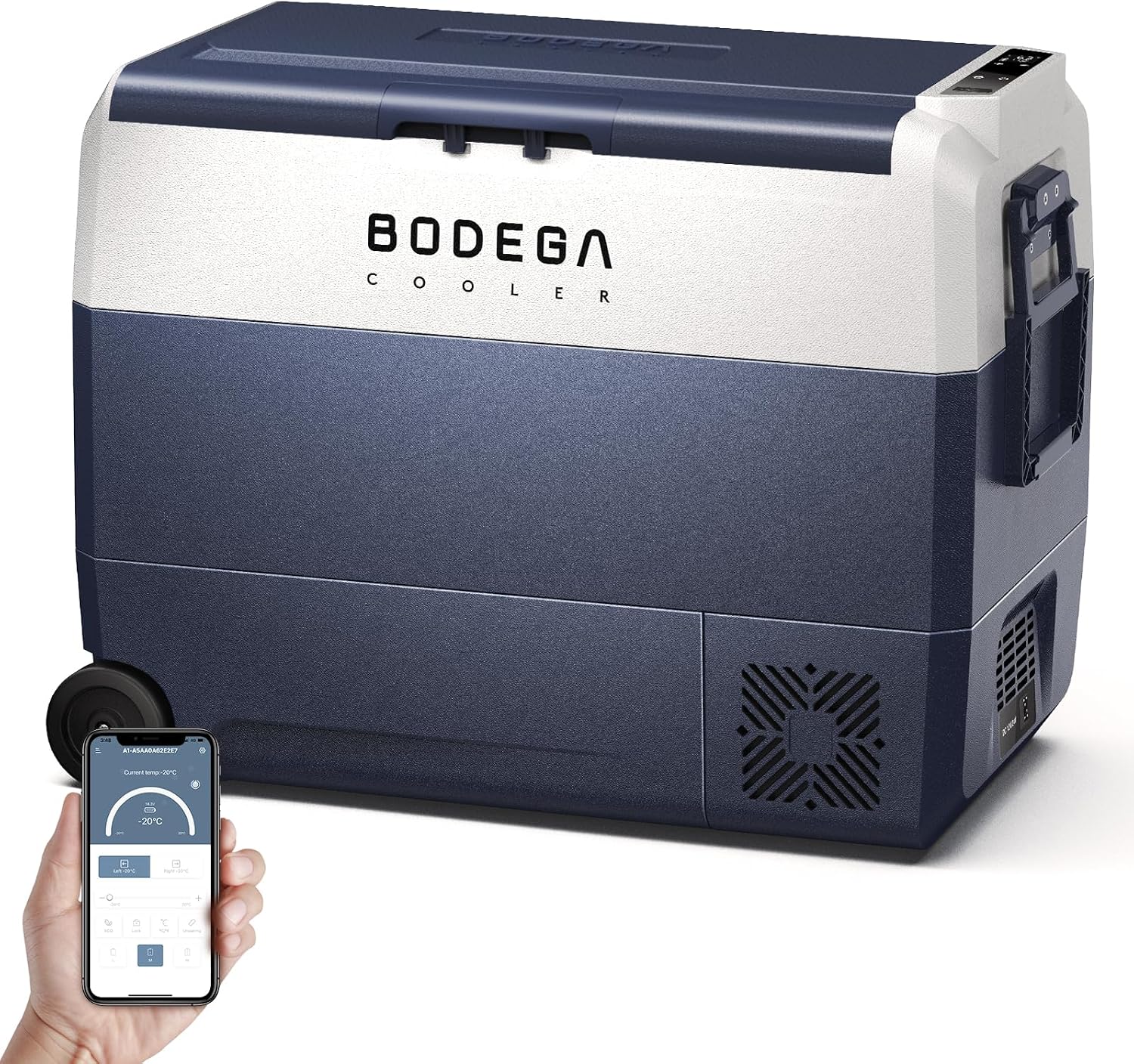 BODEGACOOLER 12 Volt Car Refrigerator,64 Quart Portable Car Freezer Fridge Bluetooth Control,(60L) -4℉-68℉ Electric Cooler 12/24V DC and 100-240V AC for Travel,Camping,RV,Boat Road Trip Tailgating