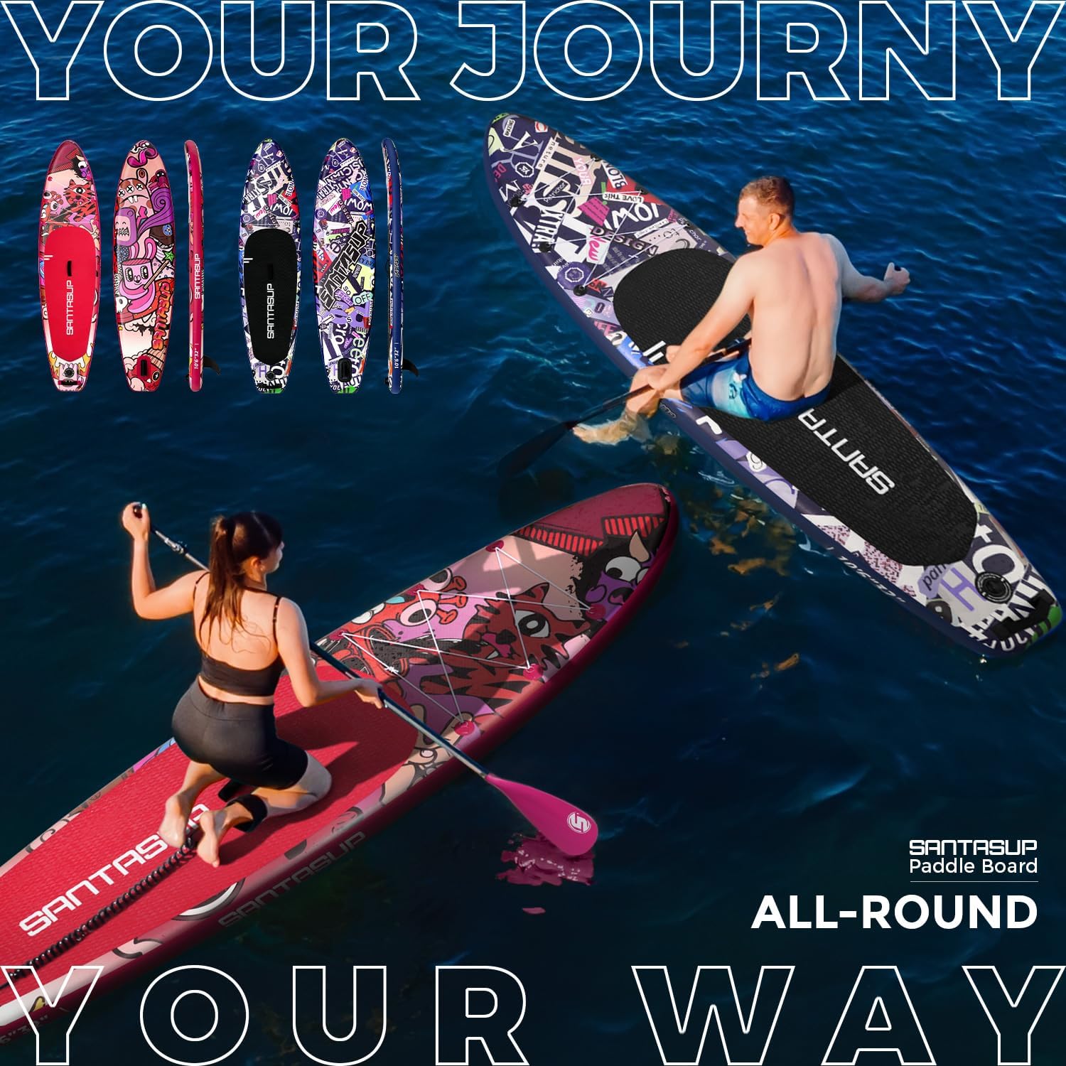 10'6'/11'Wide Inflatable Stand Up Paddle Board for Adults & Youth of All Skill Levels, with Premium SUP Paddleboard Accessories, Anti-Slip EVA Deck