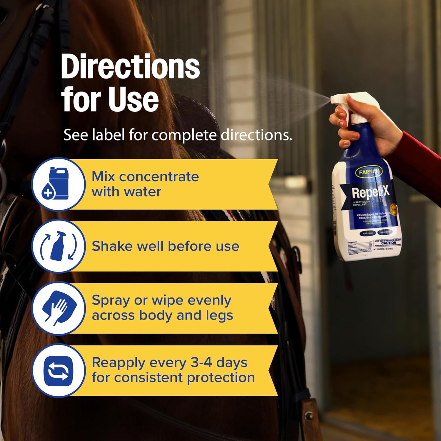 Farnam Repel-X pe Fly Spray Concentrate for Horses & Dogs – Horse Fly Spray & Insect Repellent for Mosquitoes, Ticks & Gnats – 128 oz Concentrate Makes 32 Quarts
