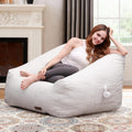 Bean Bag Chair with Memory Foam Filling- Large Stuffable Soft Giant Beanbag Reading Chair, Adults Lounge Gaming Lazy Sofa Bed for Living Room Bedroom- Beige, Quilted Linen