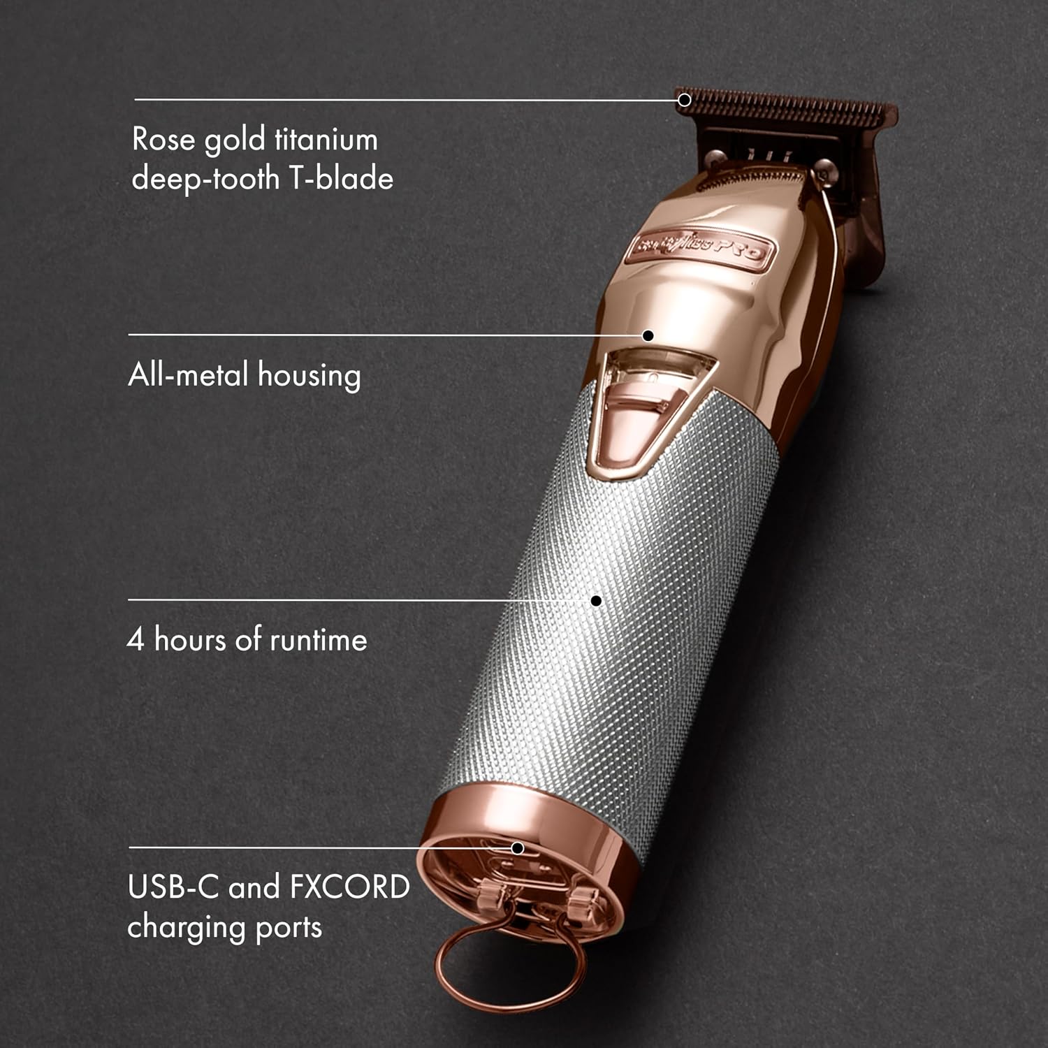 BaBylissPRO FX+ Professional Barber Cord/Cordless Hair Trimmers – Beard Trimmer for Men, Professional Stylist & Barber Clippers, USB-C Cordless Hair Trimmers for Men