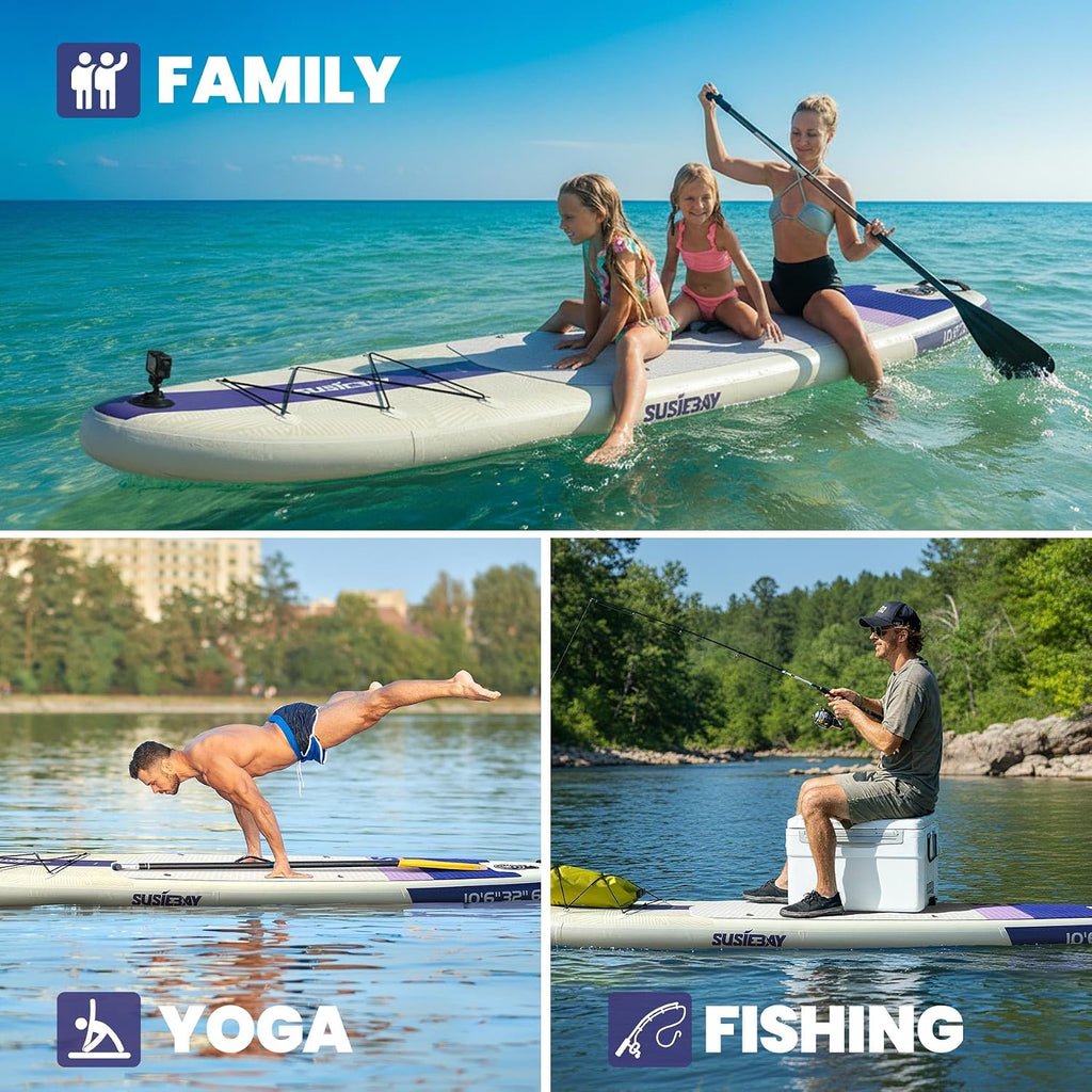 Inflatable Stand Up Paddle Board with SUP Accessories,Inflatable Paddle Boards for Adults & Youth, Anti-Slip EVA Deck,Wide Stance,Dual Action Pump,108L Backpack