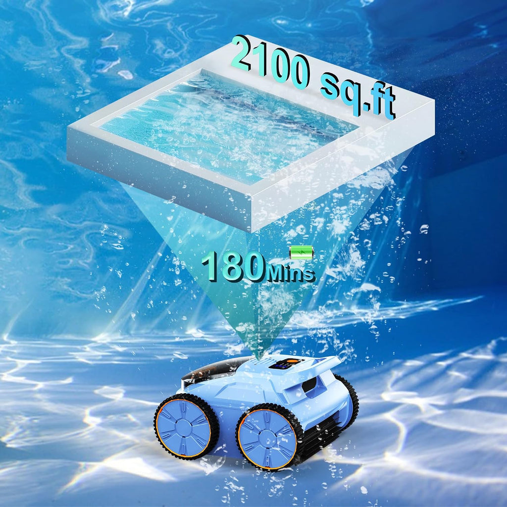Robotic Pool Vacuum, Pool Cleaner for Inground Pools, Smart Navigation, Floor/Wall/Waterline Cleaning, 150 Mins Runtime for Pool Up to 2000 Sq.ft