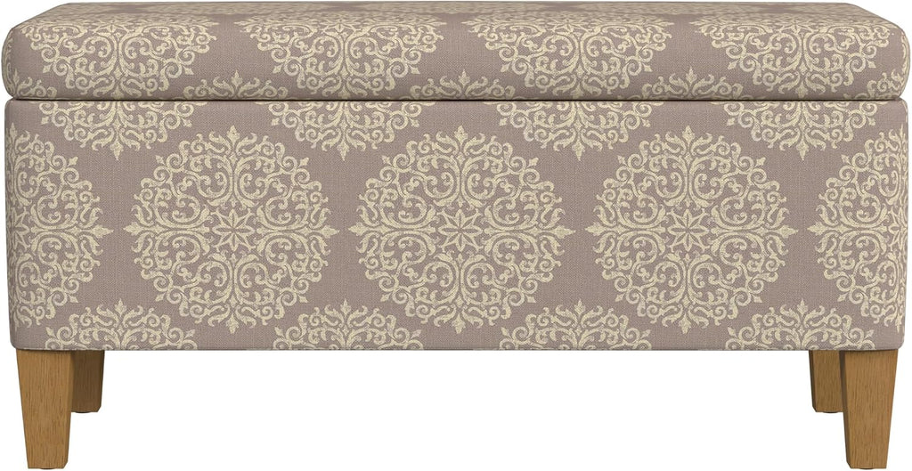 HomePop Drake Large Decorative Storage Bench -Brown Medallion