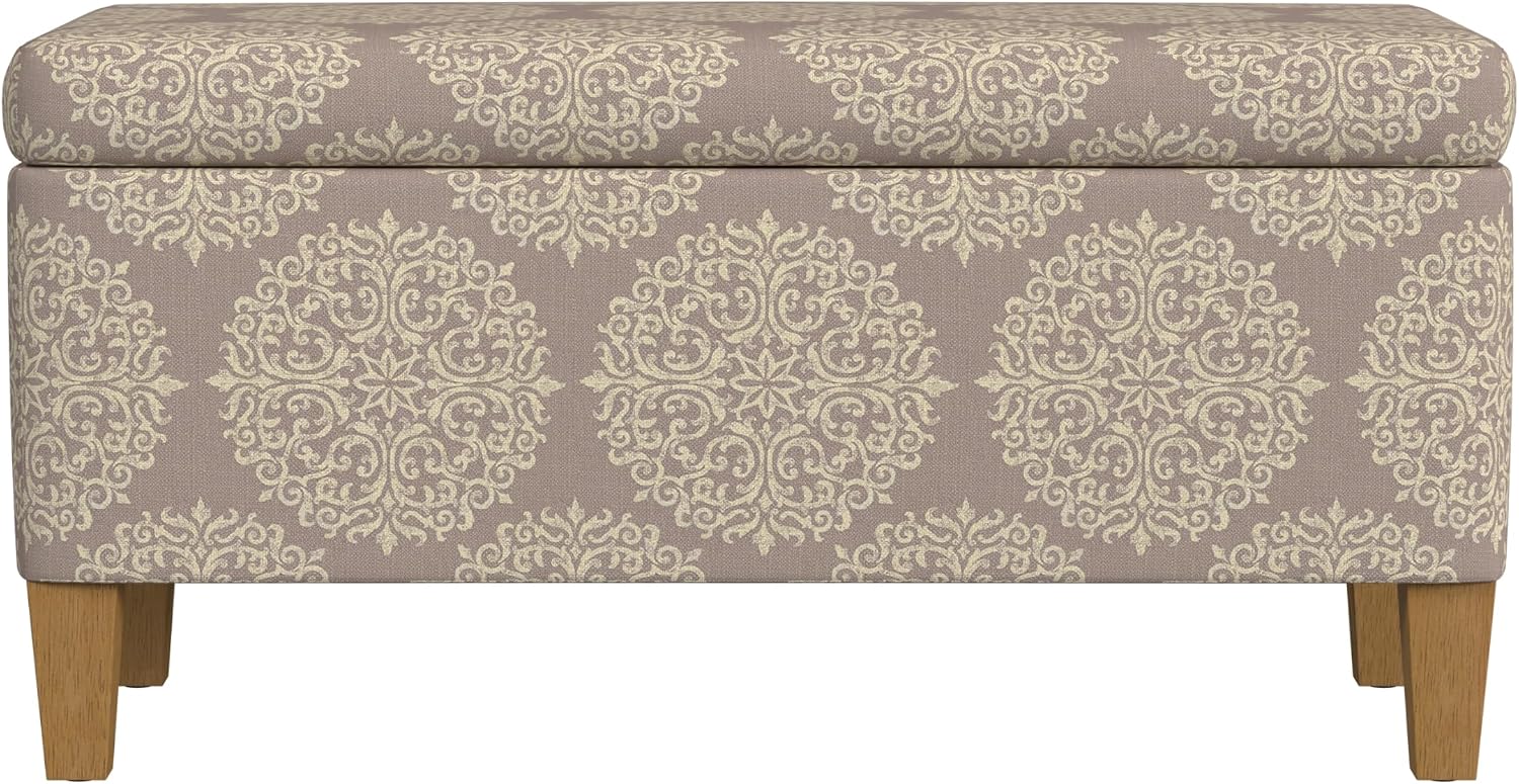 HomePop Drake Large Decorative Storage Bench -Brown Medallion