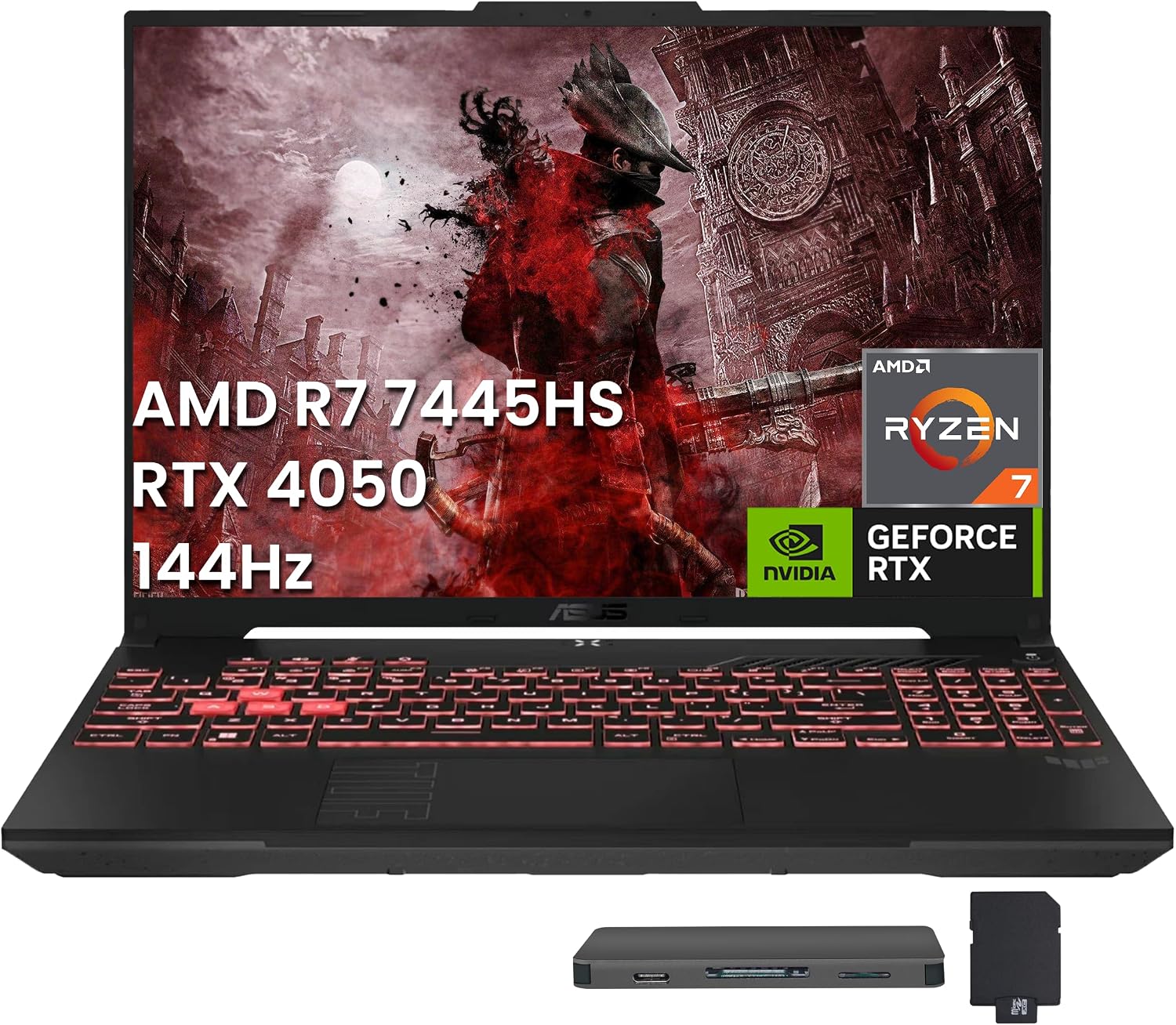 ASUS TUF A16 16' WUXGA 144Hz Gaming Laptop, AMD Ryzen 7 7445HS, GeForce RTX 4050, 32GB DDR5, 1TB SSD, RGB Backlit Keyboard, Copilot, 720p Camera, Win 11 Pro, Gray, 1TB Docking Station Set