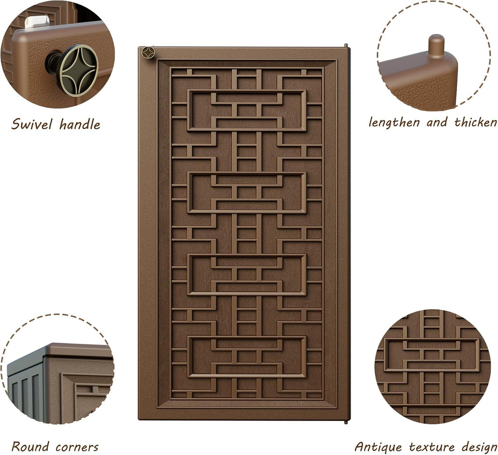 Mrosaa Storage Box Outdoor Caninet,Resin Indoor Storage Box Waterproof Outdoor Storage Cabinets for Patio/Garden/Backyard, Size 34.3''L*15''W*36.2''H(Brown)