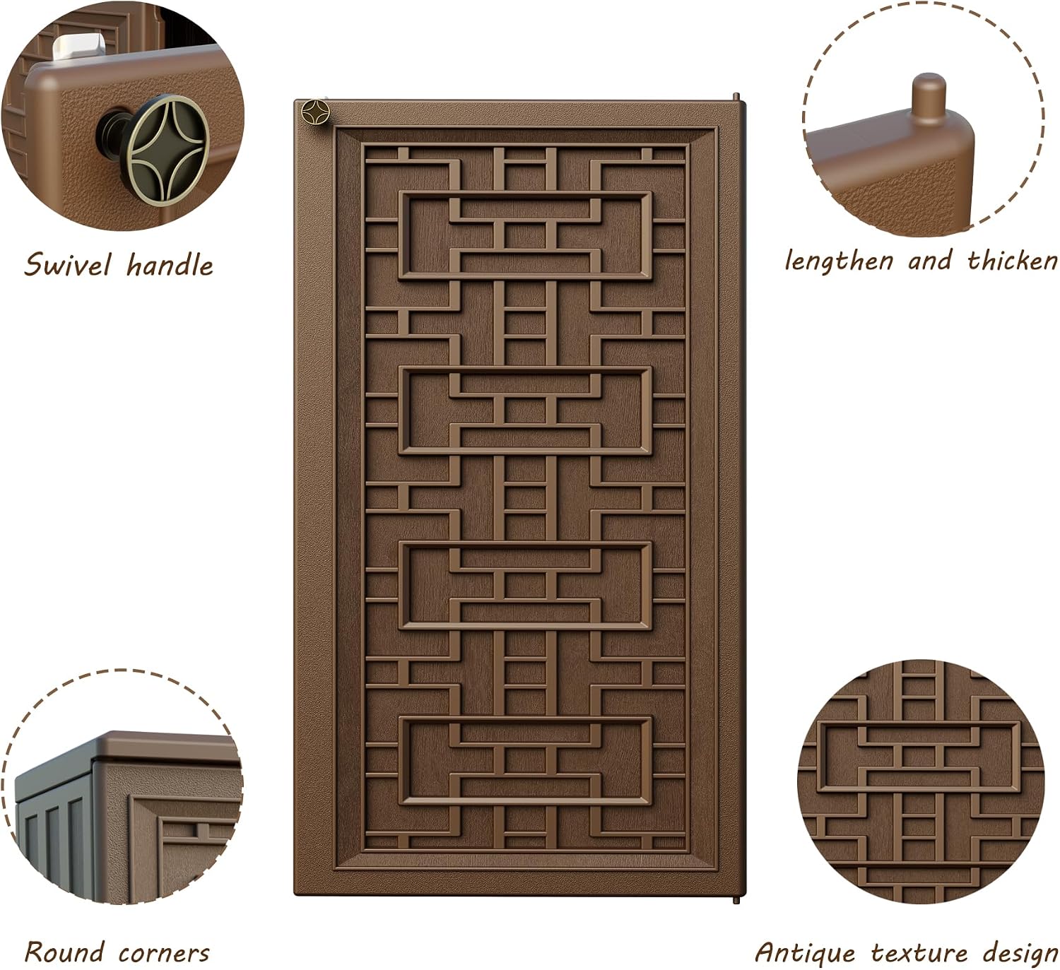 Mrosaa Storage Box Outdoor Caninet,Resin Indoor Storage Box Waterproof Outdoor Storage Cabinets for Patio/Garden/Backyard, Size 34.3''L*15''W*36.2''H(Brown)