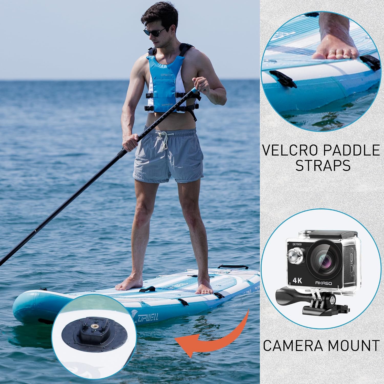 UPWELL 11'2'/11'6'Stand Up Paddle Board for Youth & Adults, Inflatable Paddle Board with Stable Design, Premium SUP Accessories, Backpack, Paddle, Leash, Pump, Fins