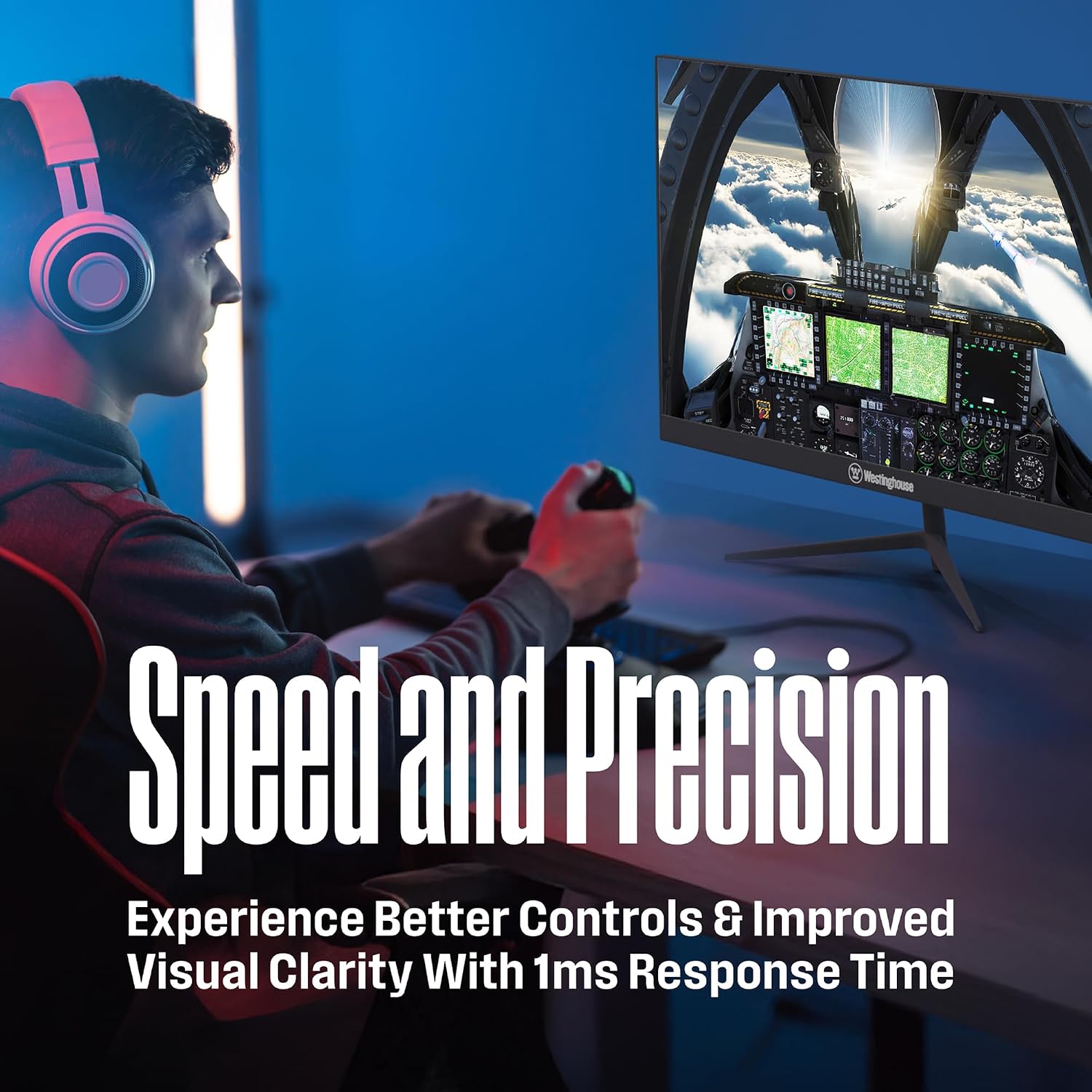 Westinghouse 27 Inch Gaming Monitor, IPS, 180Hz, 1ms, FHD 1080P, 110% sRGB, AMD FreeSync, Eyecare, Computer Monitor for Office, PC & Console Games, Built in Speakers, DisplayPort, HDMIx2/Gaming Mode