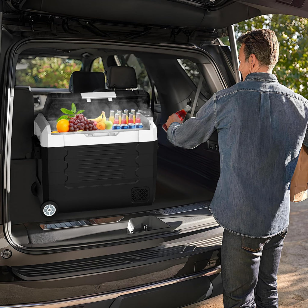 SubSun 12 Volt Car Refrigerator, 37QT Portable Fridge Freezer(-4℉~68℉), Compressor Cooler 12/24V DC and 110~240 AC for Truck Van RV Camper SUV Travel Camping Road Trips
