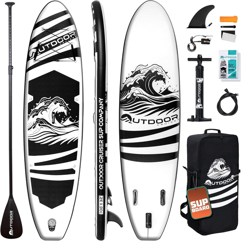 OutdoorCrusier Ultra-Portable Inflatable Stand-Up Paddle Board, Lightweight & Stable with Non-Slip Design, Complete SUP Accessories, Durable Drop-Stitch Material