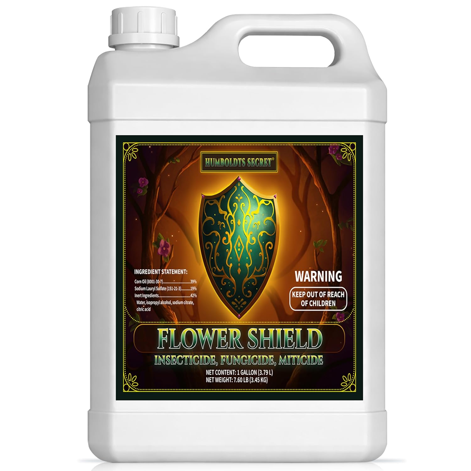 Humboldts Secret Flower Shield | Plant Care Spray for Routine Foliar Application & Maintenance | Naturally Derived, Oil-Based Formula | Indoor & Outdoor Plants | 1 Gallon