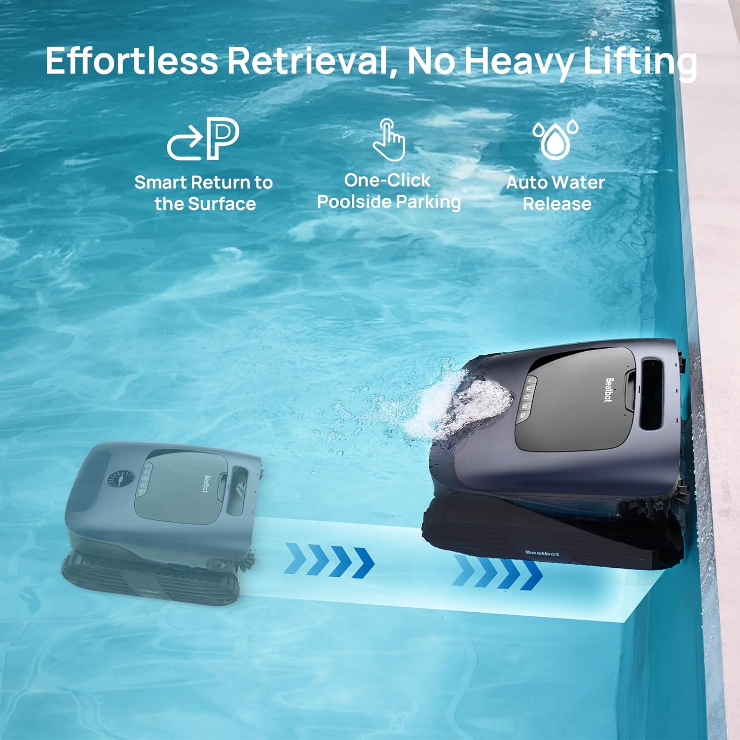 Beatbot AquaSense 2 Ultra Cordless Robotic Pool Cleaner for Complex Pools, Mapping with AI Camera, 5-in-1 Cleaning, Smart Surface Parking, Skimmer with APP Control, Water Clarification – Abyssal Blue