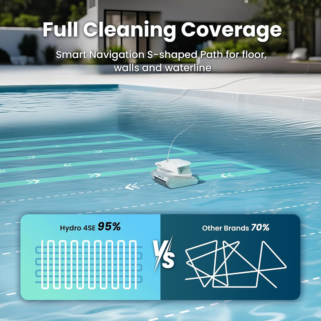 Chasing Hydro 4 SE Corded Robotic Pool Cleaner, 150W 180μm Class Basket Filter Pool Vacuum with Climbing Walls & Floors, Ideal for Inground Pools Up to 40FT Long Cable