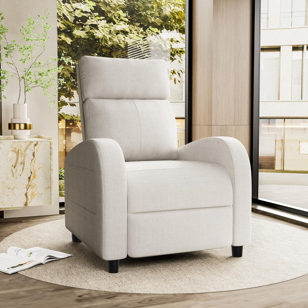 Homall Recliner Chair, Recliner Sofa for Adults, Recliners Home Theater Seating with Lumbar Support, Reclining Sofa Chair for Living Room (Fabric, Beige)