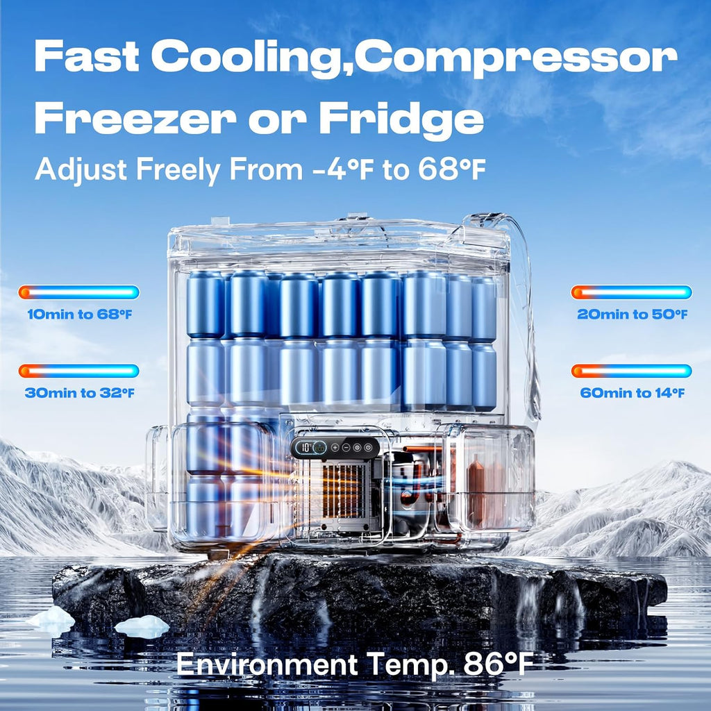 outohome Portable Backpack Car Refrigerator, DC 12V Electric Fridge and Freezer,Electric Cooler,AC 110V 19QT/18L Compressor Cooler, Quick Freeze -4~68℉ for Truck,Van,RV,Camping and Outdoor Travel Use