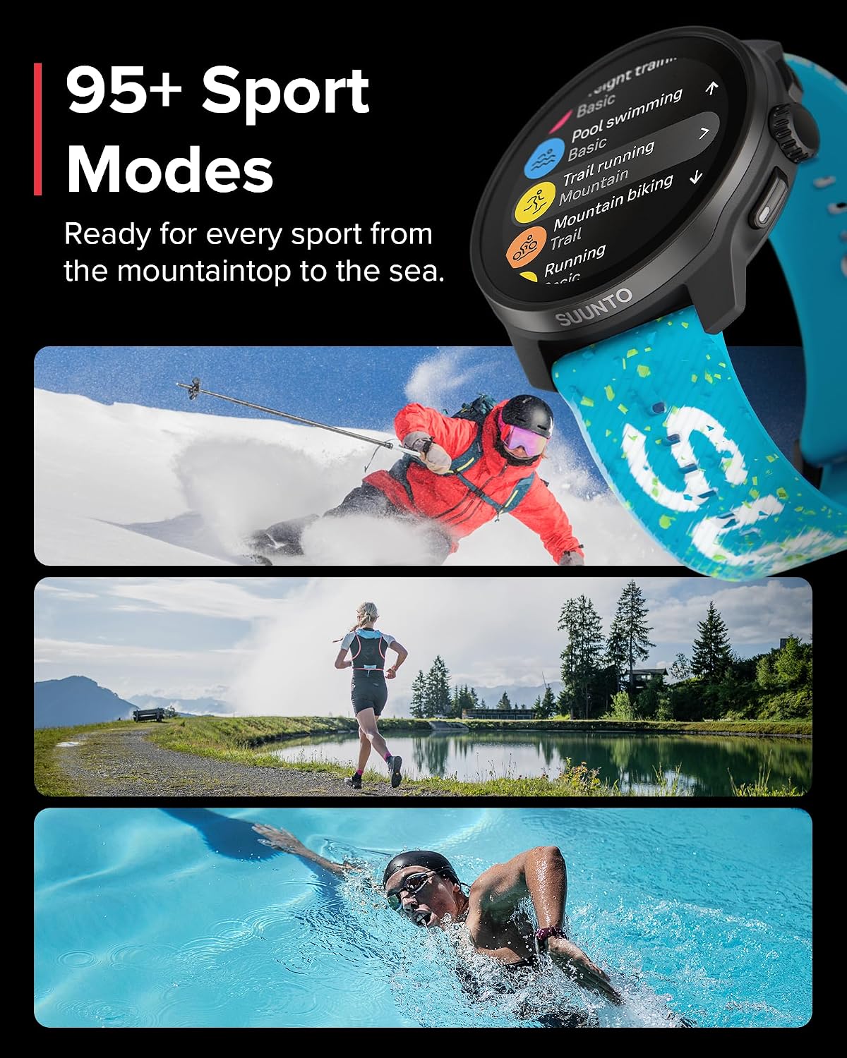 SUUNTO Race S GPS Sports Watch, 1.32' AMOLED Touchscreen w/Crown, 13 Days Battery Life, Training & Sleep Health Tracking, Dual-GNSS, 32GB Global Offline Maps, Lightweight for Running, Power Blue