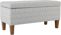 Kinfine K6384Np-F2244 Geometric Patterned Fabric Upholstered Wooden Bench with Hinged Storage, Large, Gray and Brown