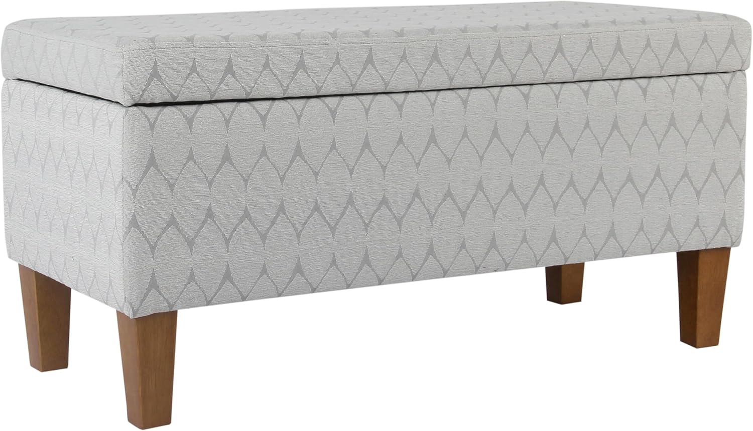 Kinfine K6384Np-F2244 Geometric Patterned Fabric Upholstered Wooden Bench with Hinged Storage, Large, Gray and Brown