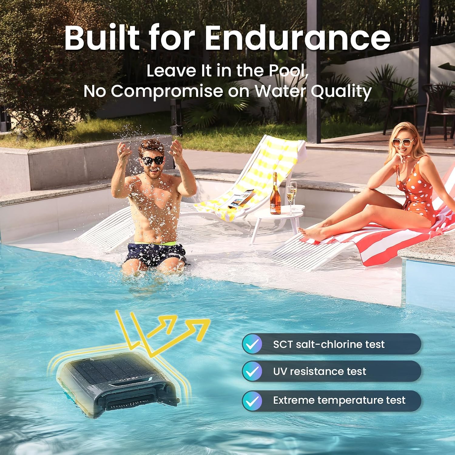 AIPER EcoSurfer S2 Solar Powered Pool Surface Skimmer Robot with APP Support, 24/7 Continuous Cleaning, Dual Charging Modes, Smart Obstacle Avoidance, 150-um Filtration, OTA Upgrade, Blue