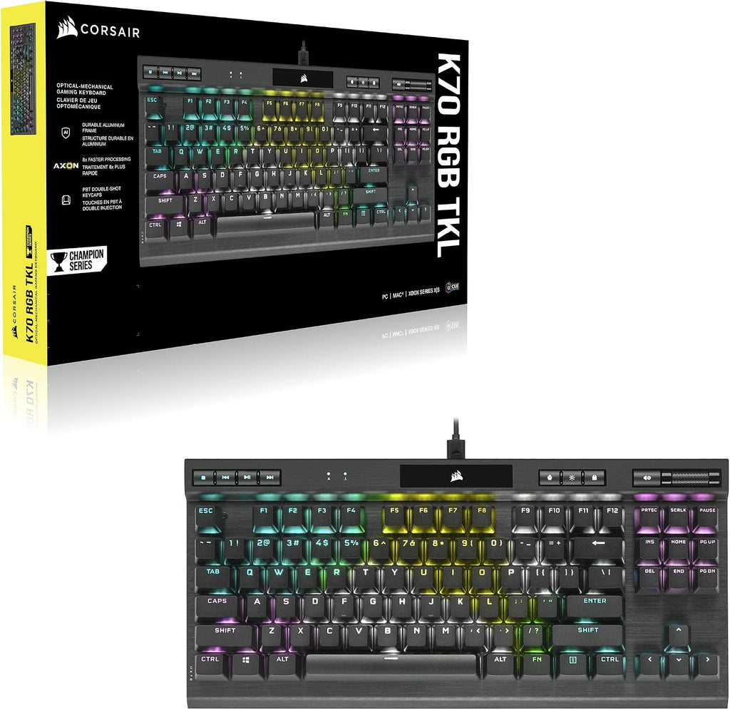 Corsair K70 RGB TKL Champion Series Gaming Keyboard CH-911901A - OPX Switch (Renewed)