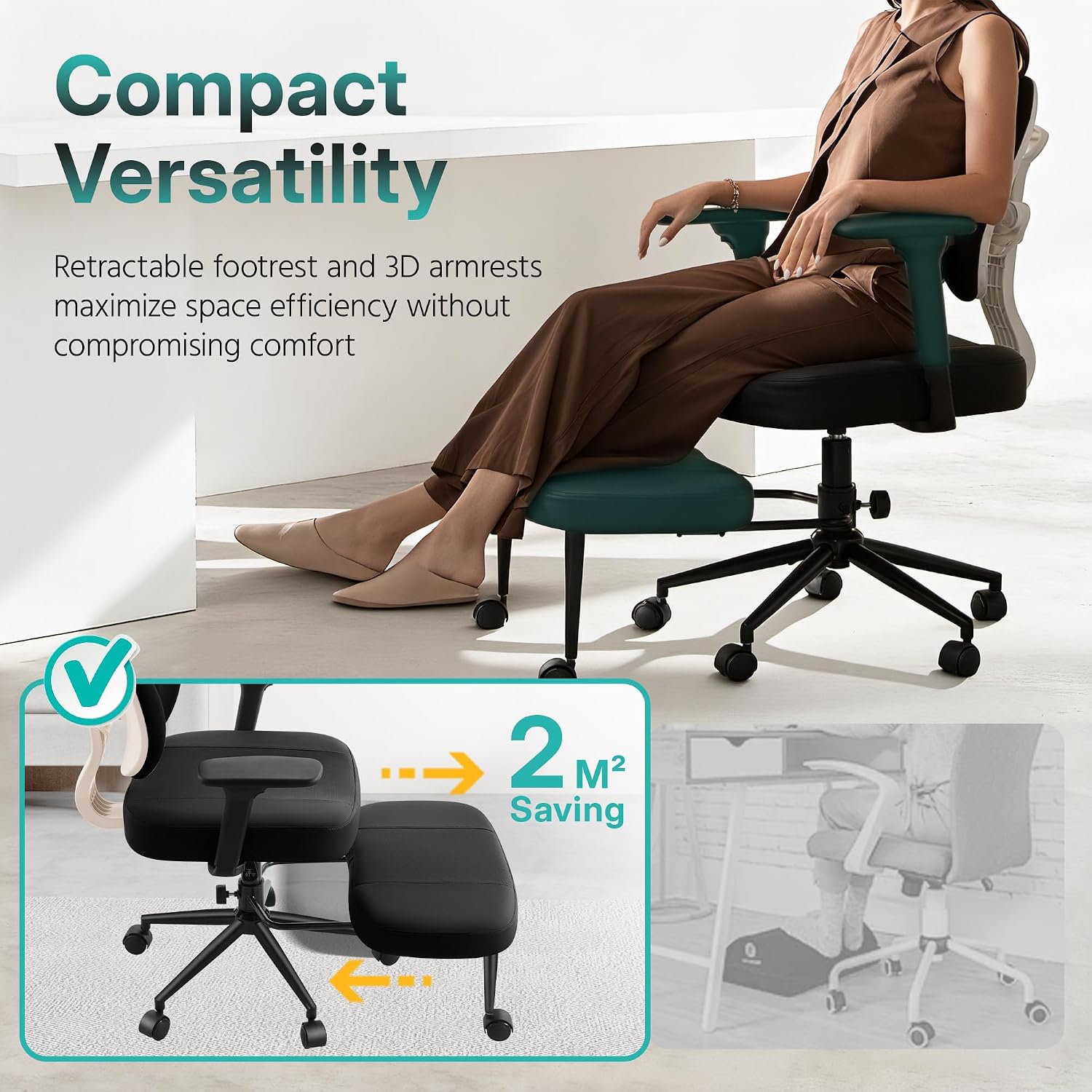 AreShark Criss Cross Office Chair with Armrest Wheels & Stretchable Rotating Footrest, Ergonomic Cross Legged Swivel Chair with Back Support& Adjustable Height for Yoga Kneeling Meditation Home Office