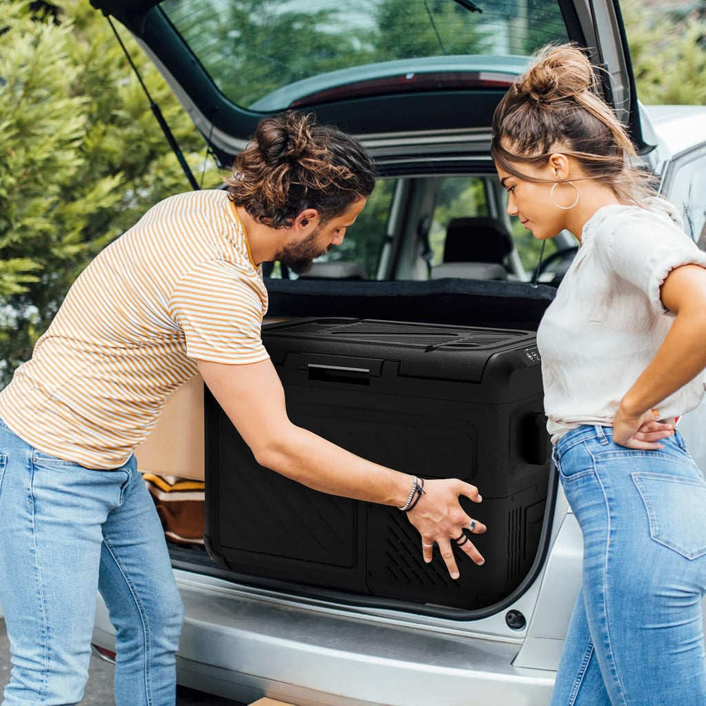AS 50L/45QT Car Refrigerator, 12 Volt Portable Freezer Fridge, Car Compressor Refrigerator with 12/24V DC & 110-240V AC for Truck, RV, Boat, Camping and Travel