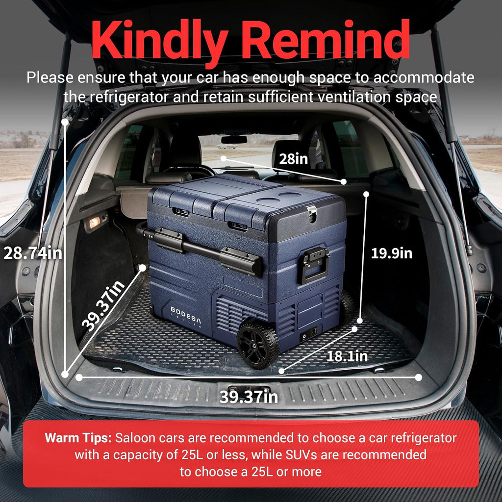 BODEGA BODEGACOOLER 12V Portable Refrigerator,48 Quart(45L) Car Fridge,RV Car Refrigerator,Portable Fridge Freezer, -4℉-68 Cooler APP Control 12/24V DC and 100-240V AC for Car,Travel(2 Doors)