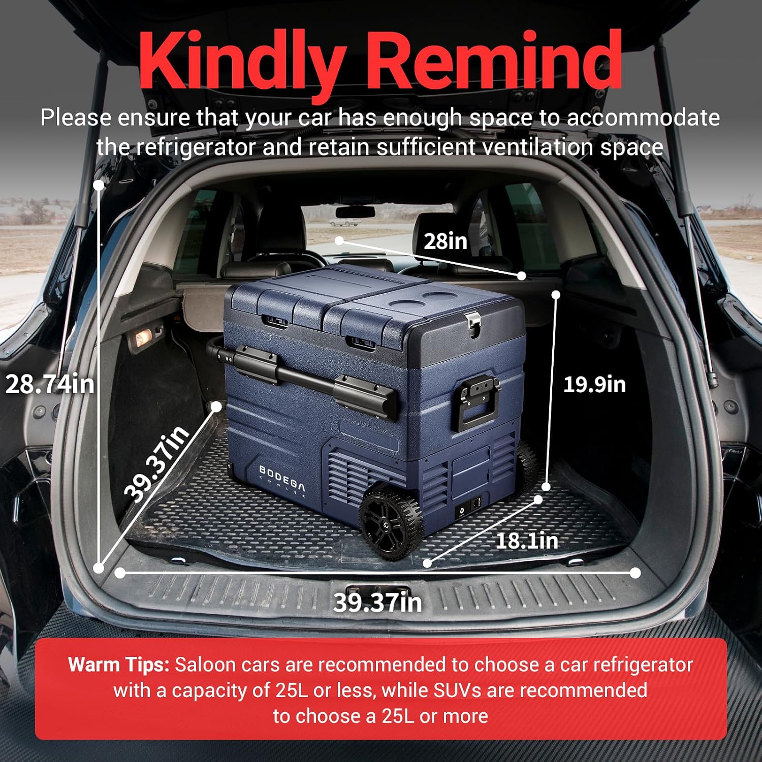 BODEGA BODEGACOOLER 12V Portable Refrigerator,48 Quart(45L) Car Fridge,RV Car Refrigerator,Portable Fridge Freezer, -4℉-68 Cooler APP Control 12/24V DC and 100-240V AC for Car,Travel(2 Doors)