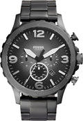 Fossil Men's Nate Quartz Watch, Oversized Stainless Steel Chronograph Watch for Men
