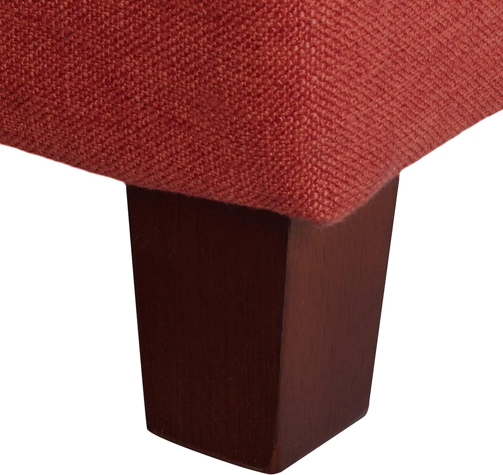 Homepop Home Decor | Tufted Ainsley Button Storage Ottoman Bench with Hinged Lid | Ottoman Bench with Storage for Living Room & Bedroom, Cranberry