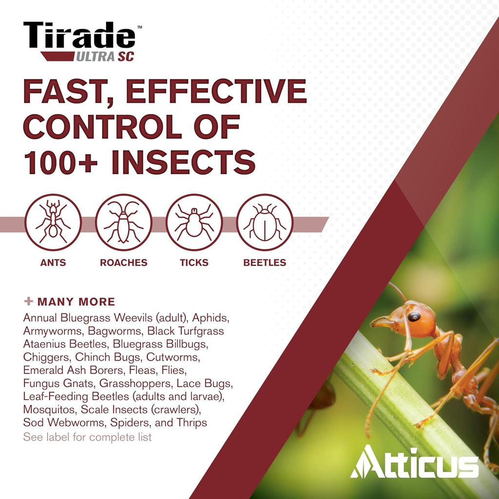Atticus Tirade Ultra SC Insecticide (900 mL) - Broad-Spectrum Insecticide - 11.8% Beta-Cyfluthrin Pest Control for Indoor and Outdoor Use