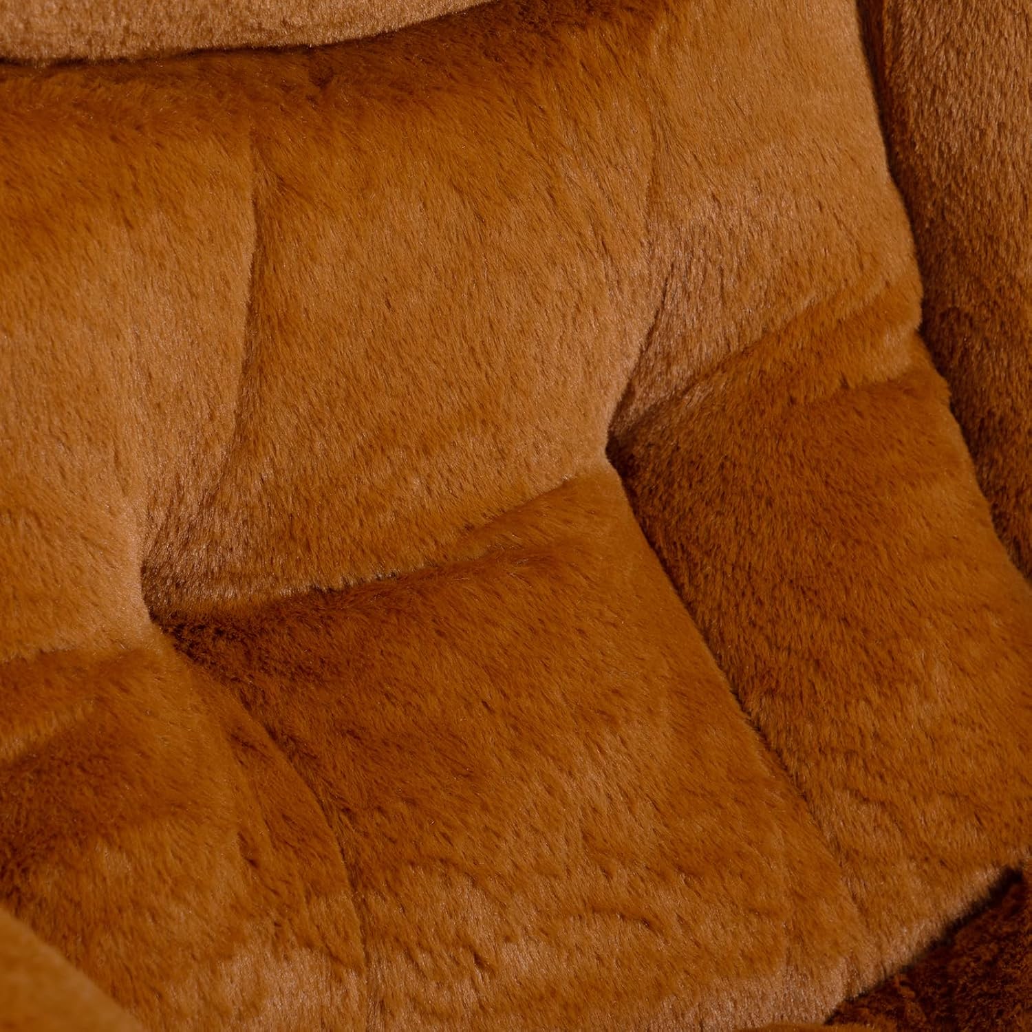 HollyHOME Lazy Chair with Foldable Ottoman, Accent Comfy Lounge Armchair and Folding Footrest Stool, Leisure Sofa Reading Chair and Footstool for Living Room, Bedroom,Faux Fur Brown