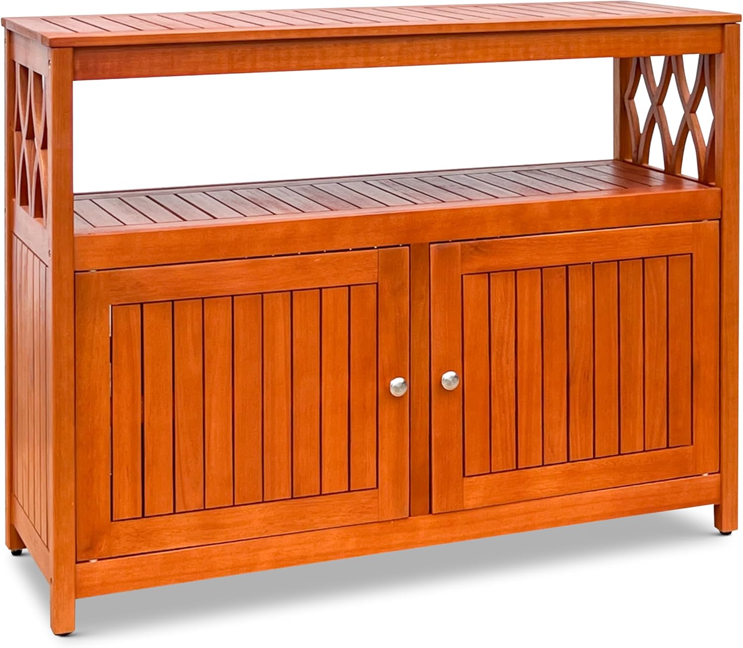 DTY Outdoor Living Longs Peak Eucalyptus Wood Sideboard Table, Outdoor Buffet Cabinet with Storage, Natural Oil Weather-Resistant Finish