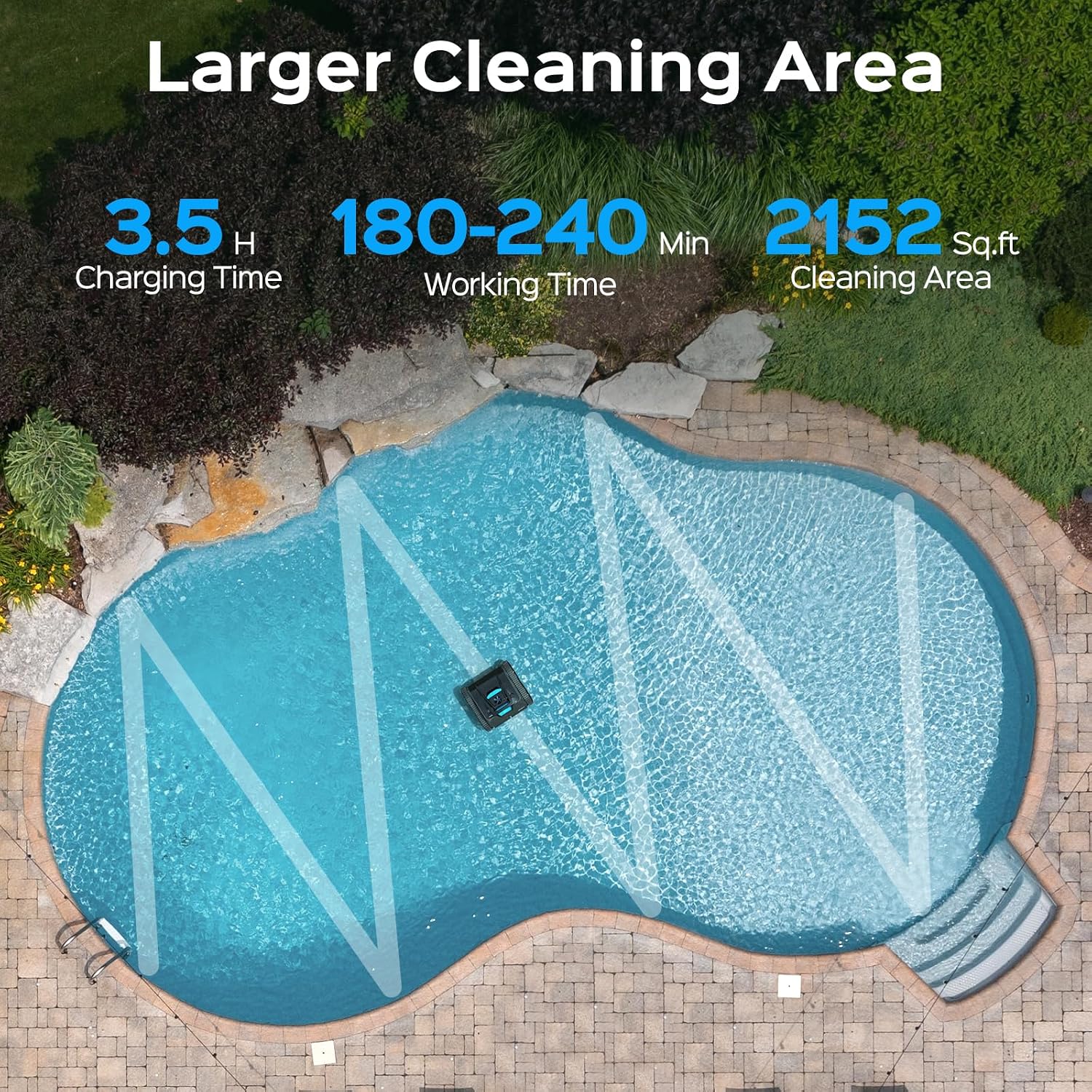 (2026 Upgraded) WYBOT C1 Max Inground Pool Vacuum Robot with APP, Manual Mode Switching, 180~210 Mins, Smart Navigation for 2152 sq.ft, Floor & Wall Climbing Pool Cleaner, Ideal for Inground