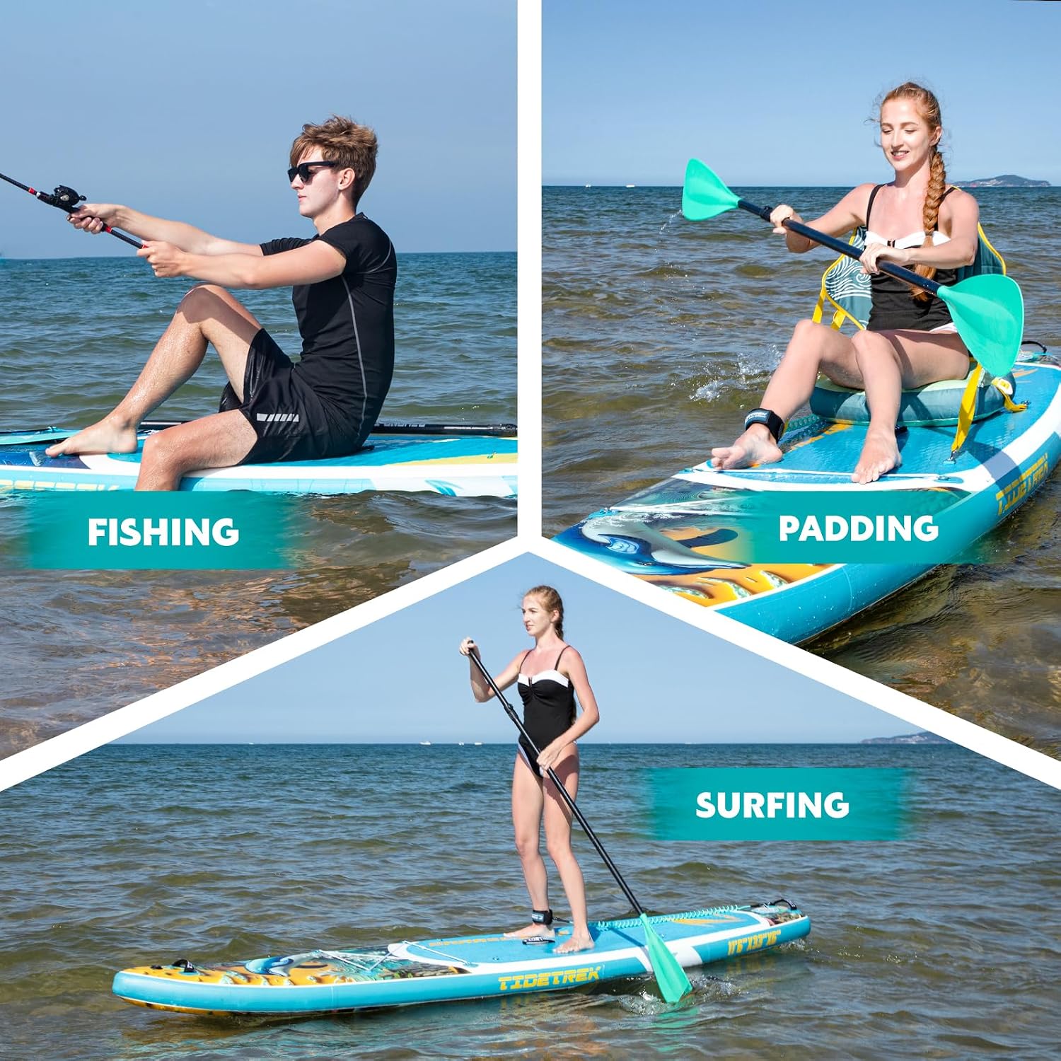 11'/11'6' x 33'/34' x 6' Inflatable SUP Paddle Board – Extra-Wide, Stable Stand Up Paddle Board with Premium Full Accessory Set for Adults & Youth