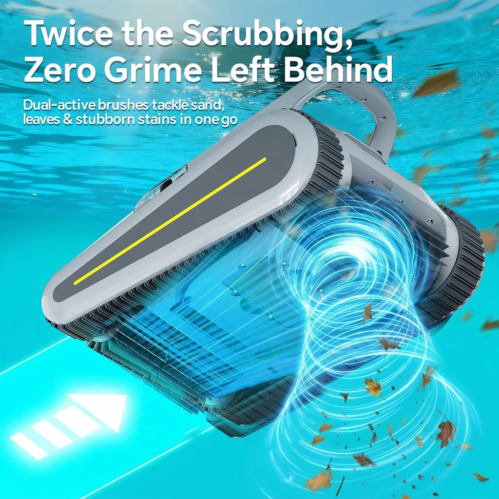 Pool Vacuum for Inground Pools & Above Ground Pool, Cordless Robotic Pool Cleaner with 180W Brushless Motor, 3-Hour Runtime, Wall-Climbing Pool Robot Scrubber for Pools up to 2150 Sq.Ft.