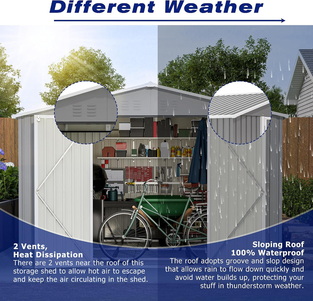 C Garden Sheds, 8 x 12 ft, Gray