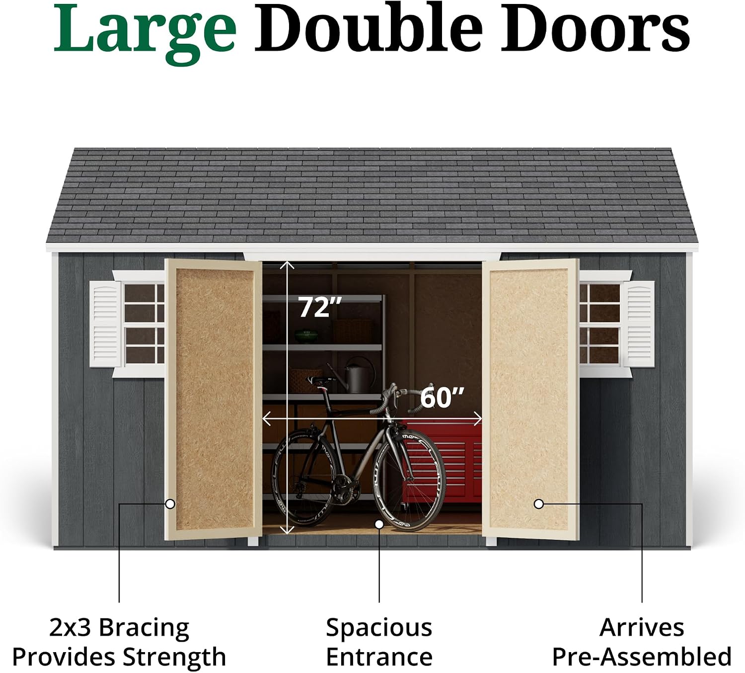 Little Cottage Co. 12x14 Value Workshop Shed with Operable Windows and Floor, Outdoor Wood Storage Do-It-Yourself Precut Kit